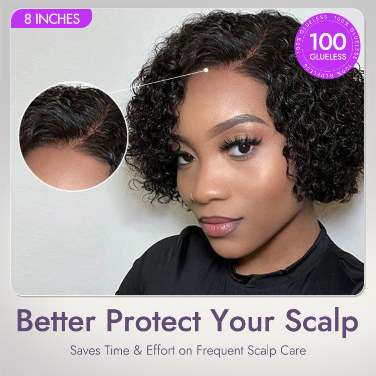 Short Curly Human Hair Wig | Minimalist HD Lace | Glueless Side Part | Lumma