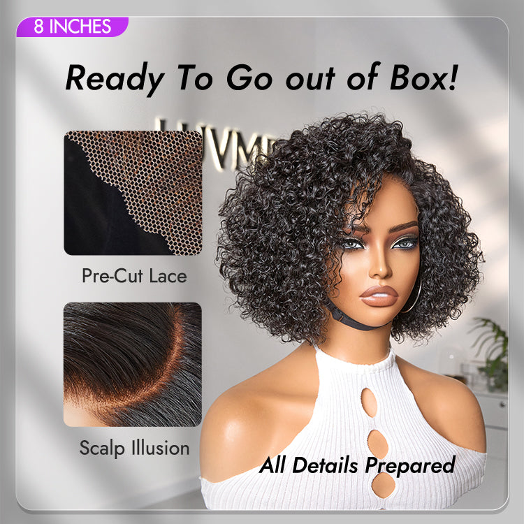 Short Curly Human Hair Wig | Minimalist HD Lace | Glueless Side Part | Lumma