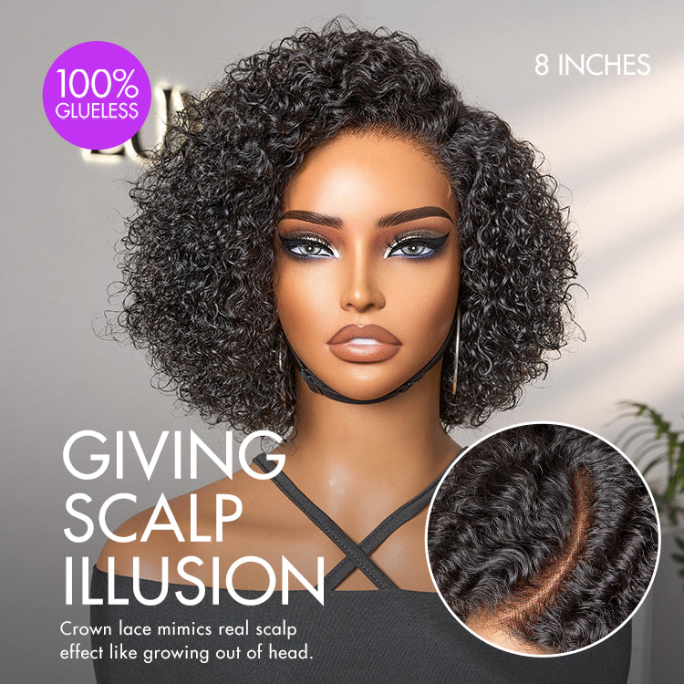 Short Curly Human Hair Wig | Minimalist HD Lace | Glueless Side Part | Lumma