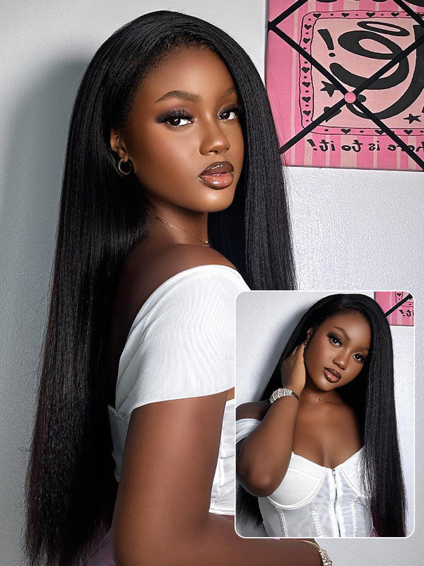 Yaki Straight Human Hair Wig | Glueless 13x6 Lace | Wear & Go | Lumma