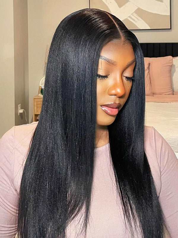 Yaki Straight Human Hair Wig | Glueless 13x6 Lace | Wear & Go | Lumma
