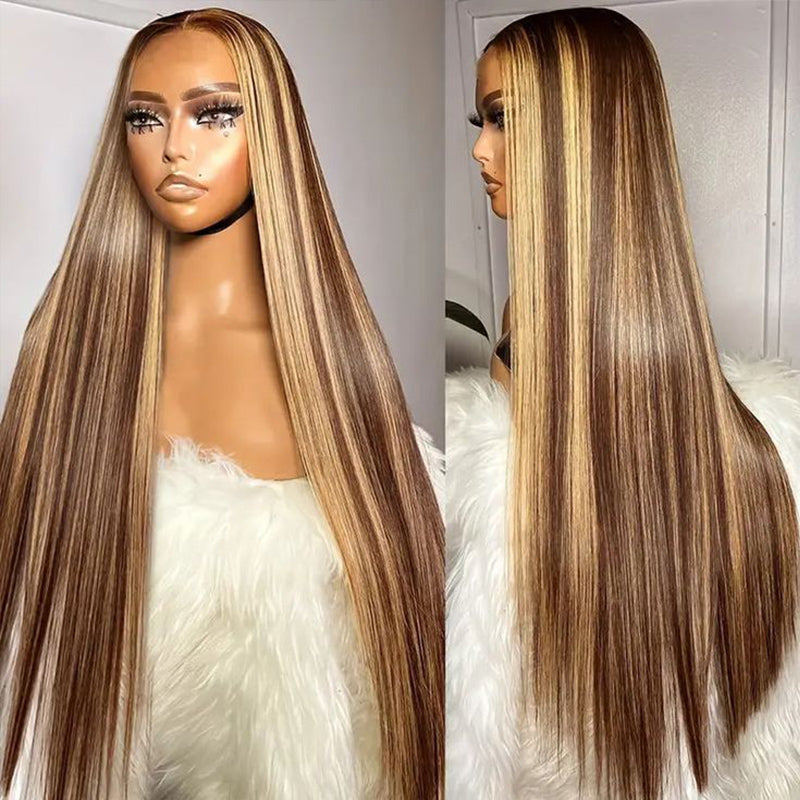 P4/27 Highlight Straight Human Hair Wig | Glueless Invisible Lace | Wear & Go | Lumma