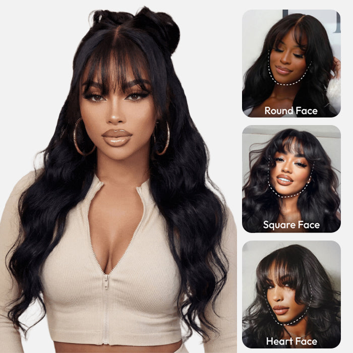 Fringe Bangs Human Hair Wig | 6x5 Lace | Glueless Wear & Go | 180% Density - LUMMA