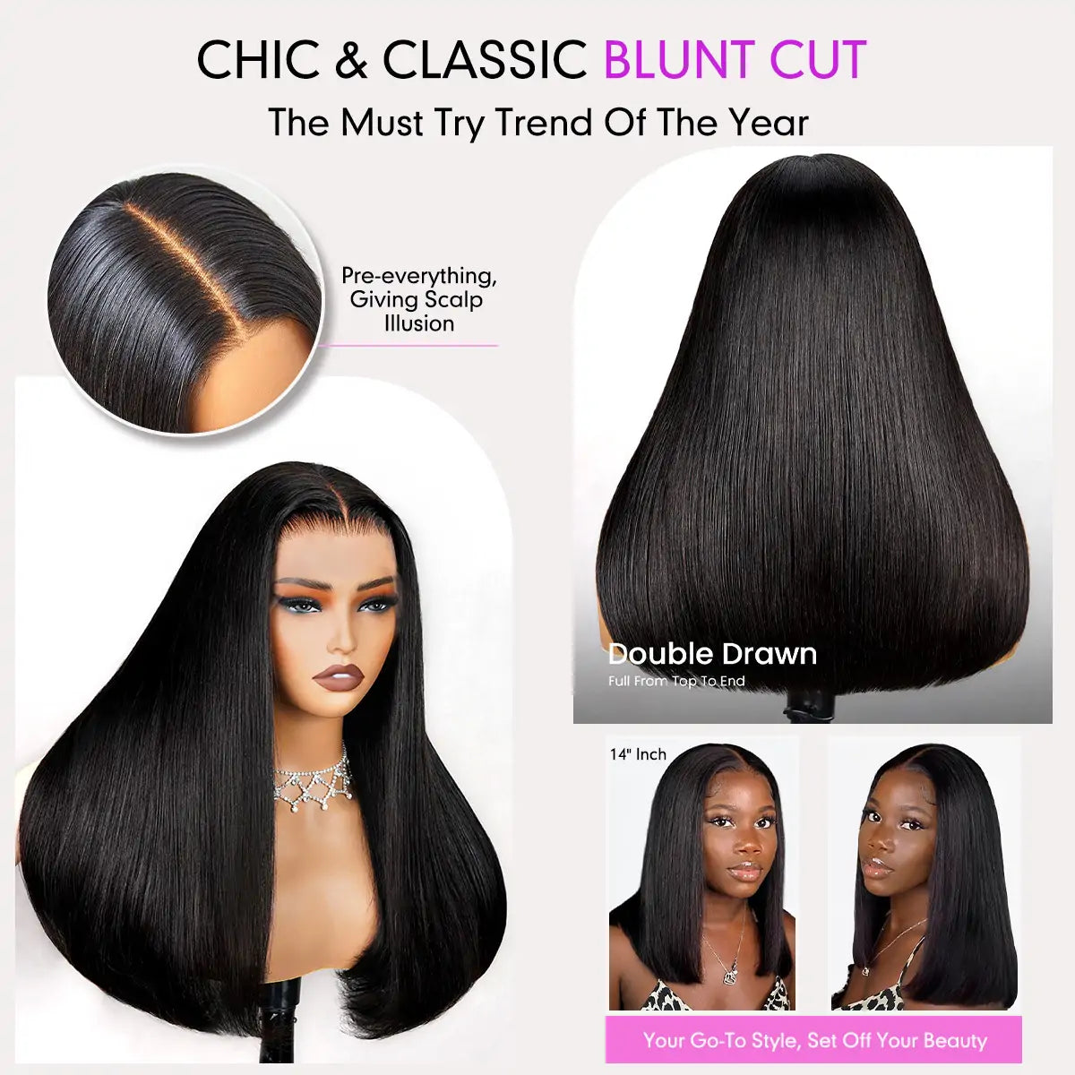 Shoulder-Length Straight Wig | Double Drawn | Glueless | 6×5 Pre-Cut Lace | Lumma