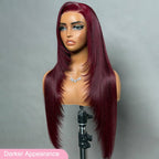 Burgundy Purple Black Cherry Straight Human Hair Wig | 7x5 Glueless Lace | Drawstring | Lumma