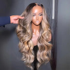 Highlight Blonde Human Hair Lace Wig | 13x4 Lace Front | Black Roots | Pre-Plucked | Lumma