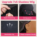 Burgundy Purple Black Cherry Straight Human Hair Wig | 7x5 Glueless Lace | Drawstring | Lumma