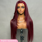 Burgundy Purple Black Cherry Straight Human Hair Wig | 7x5 Glueless Lace | Drawstring | Lumma
